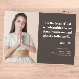 Modern Photo First Holy Communion Quote Invitation