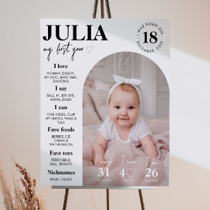 Modern Photo First Year Milestone Sign