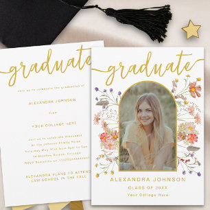 Modern Photo Floral Graduation Announcement Party
