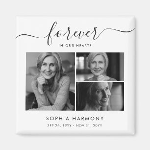 Modern Photo Forever in Our Hearts Memorial Magnet