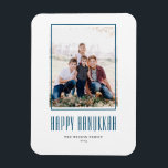 Modern Photo Frame Happy Hanukkah Magnet<br><div class="desc">Happy Hanukkah! Send Hanukkah wishes to family and friends with this customisable photo Hanukkah magnet. It features modern typography and a simple photo frame. Personalise by adding names and a photo. This modern Happy Hanukkah magnet is available on other cardstock.</div>