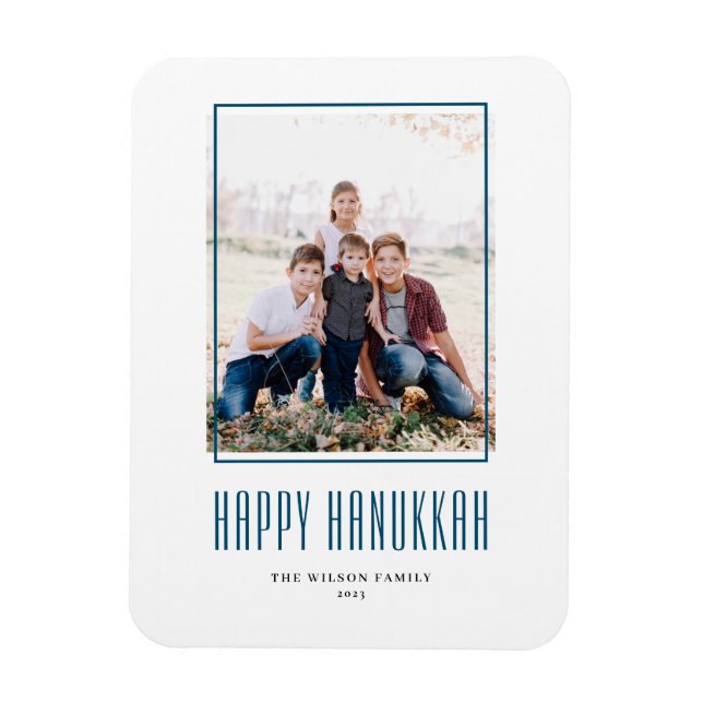 Modern Photo Frame Happy Hanukkah Magnet (Vertical)