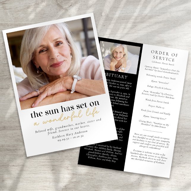 Modern Photo Funeral Order of Service Program (Creator Uploaded)