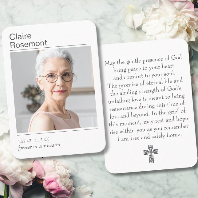 Modern Photo Funeral Prayer Card With Cross (Modern Photo Funeral Prayer Card With Cross
)