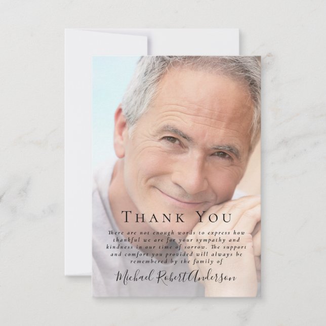 Modern Photo Funeral  Thank You Card (Front)