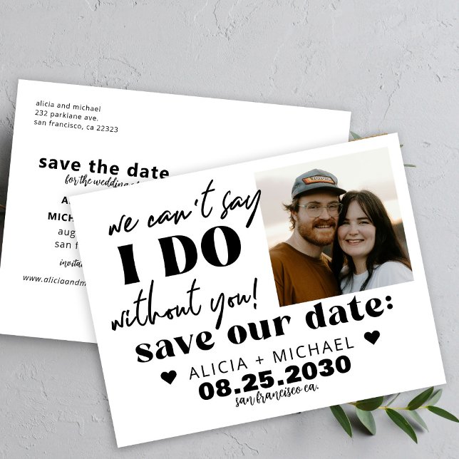 Modern photo funny casual wedding save the date announcement postcard (Creator Uploaded)