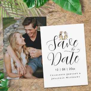 Modern Photo Funny Dinosaur Themed Wedding Save The Date