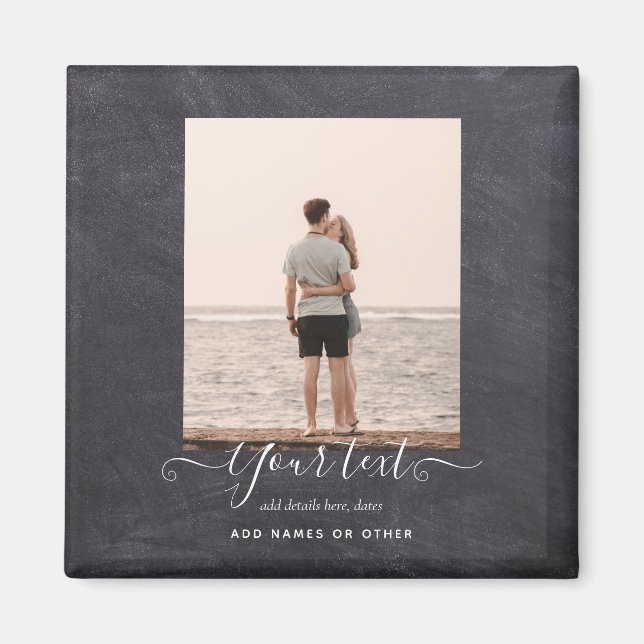 Modern PHOTO Gift Custom Text Chalkboard Theme Magnet (Front)