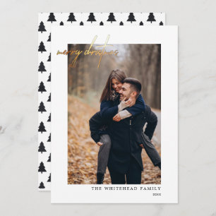 Modern Photo Gold Merry Christmas Holiday Card