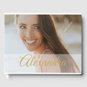 Modern Photo Gold Photo Personal Party Guest Book