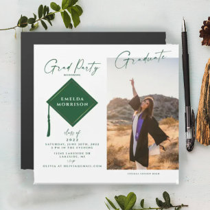 Modern Photo Grad Party Magnetic Invitation