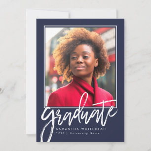 Modern Photo Graduate Announcement Navy Blue 2022