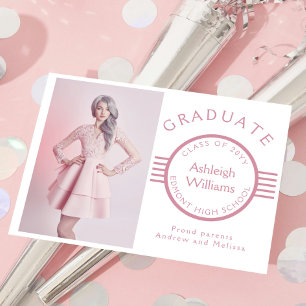 Modern Photo Graduate Blue Stripes Graduation Announcement