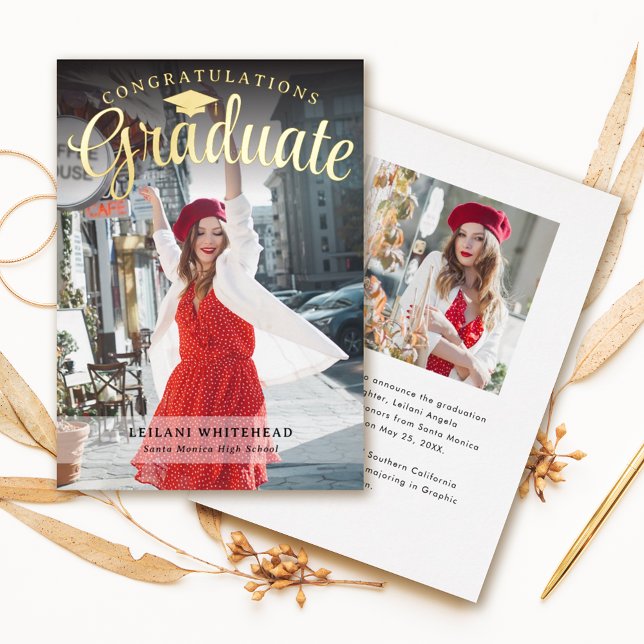 Modern Photo Graduate Foil Invitation (Creator Uploaded)