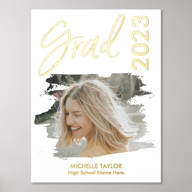 Modern  Photo Graduate High School Frame Foil Prin Foil Prints (Front)