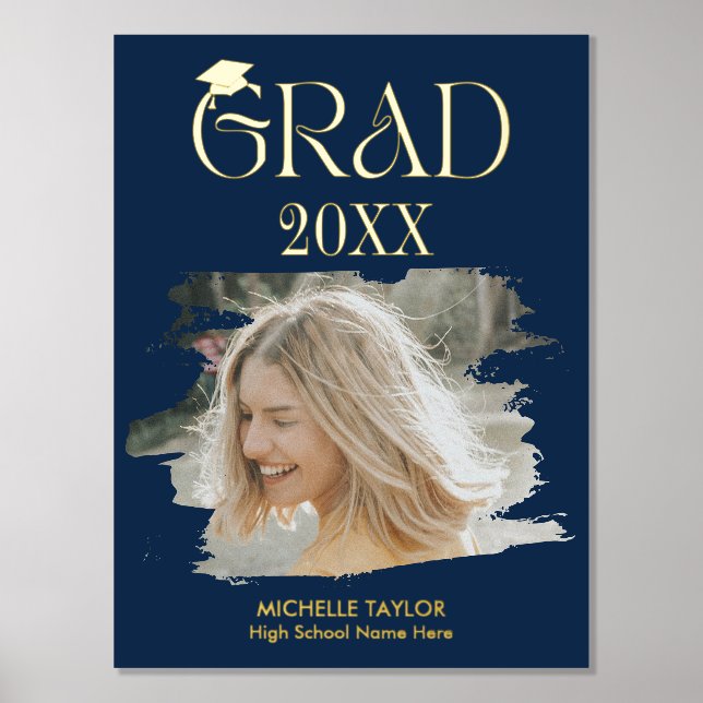 Modern  Photo Graduate High School Frame  Foil Prints (Front)