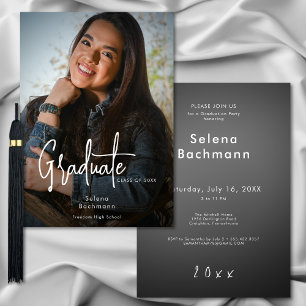 Modern Photo Graduate Script Graduation Party Invitation
