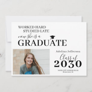 Modern photo graduate simple graduation invitation