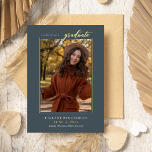 Modern Photo Graduate Teal Blue