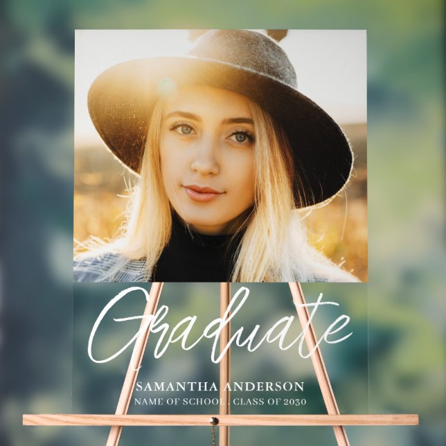 Modern Photo Graduation Acrylic Sign (Neutral)