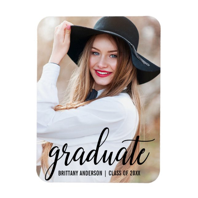 Modern Photo Graduation Announcement B Magnet (Vertical)