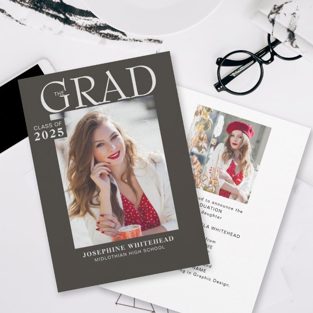 Modern Photo Graduation Announcement Grey (Creator Uploaded)