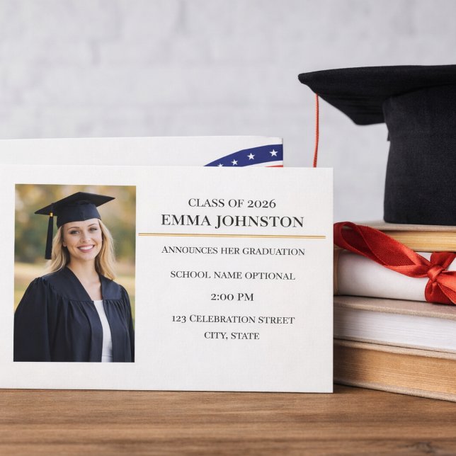 Modern Photo Graduation Announcement  Invitation (Creator Uploaded)