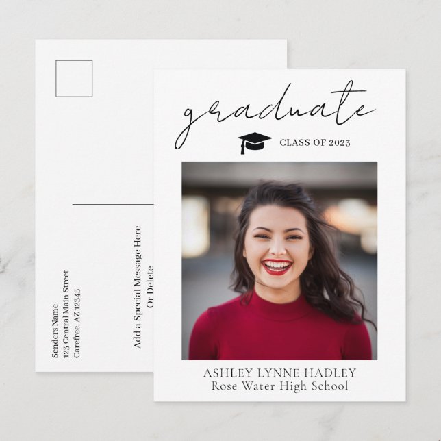 Modern Photo Graduation Announcement Postcard (Front/Back)