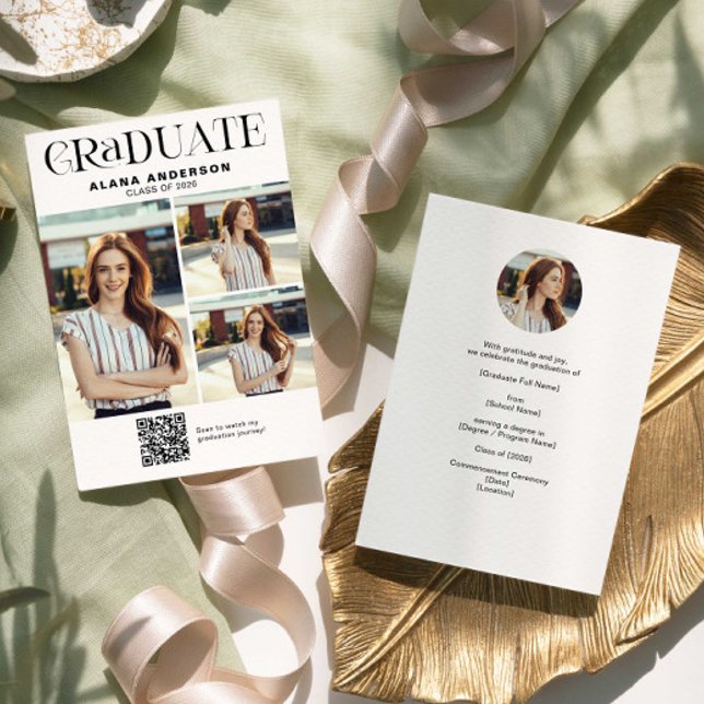 Modern Photo Graduation Announcement QR Code Video (Creator Uploaded)