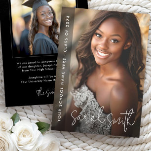 Modern photo graduation black announcement