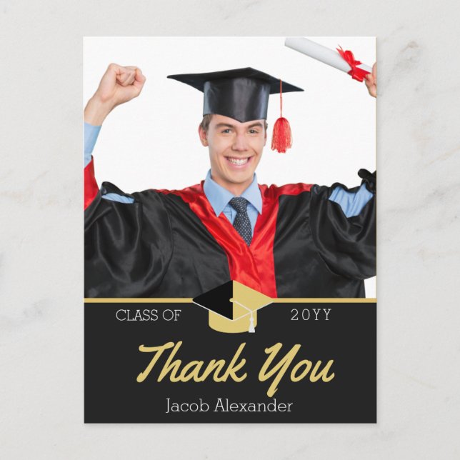 Modern Photo graduation class of 2022 Thank You  Postcard (Front)