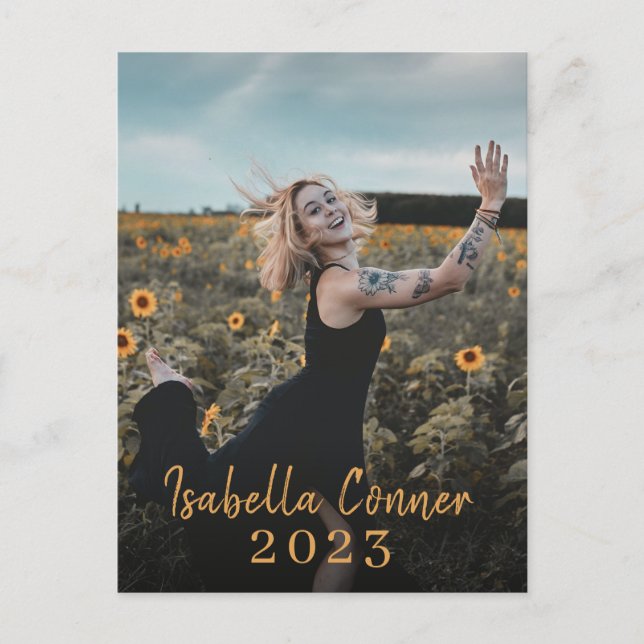 Modern Photo Graduation Class Of 2023 Announcement Postcard (Front)