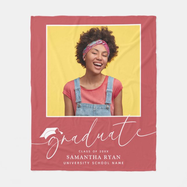 Modern Photo Graduation Fleece Blanket (Front)