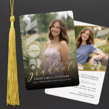 Modern Photo Graduation Foil Invitation