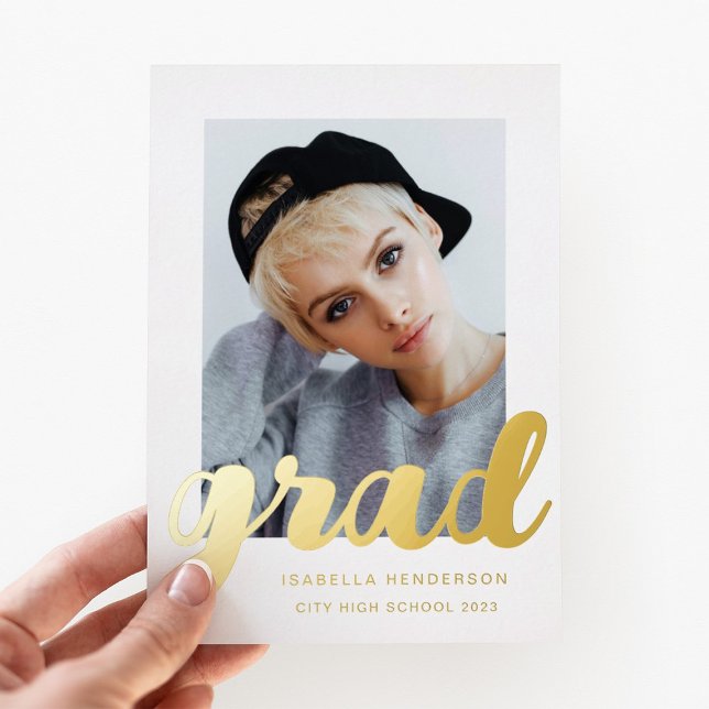 Modern Photo Graduation Gold (Modern Photo Graduation Gold Foil Invitation)