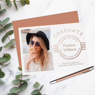Modern Photo Graduation Graduate Rose Gold
