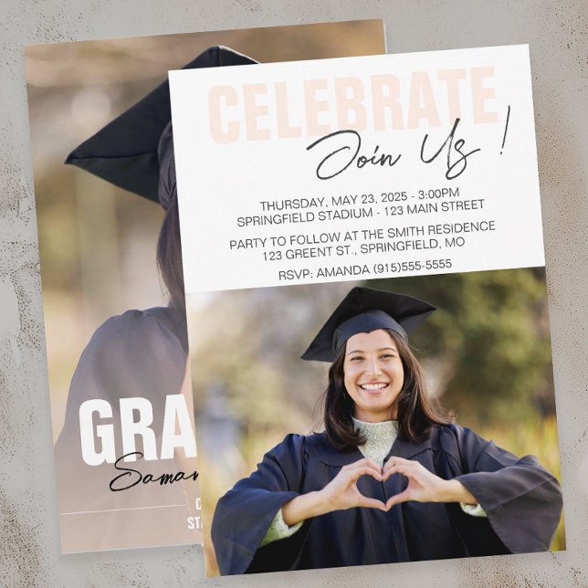 Modern Photo Graduation  Invitation (Modern Graduation Invitation)