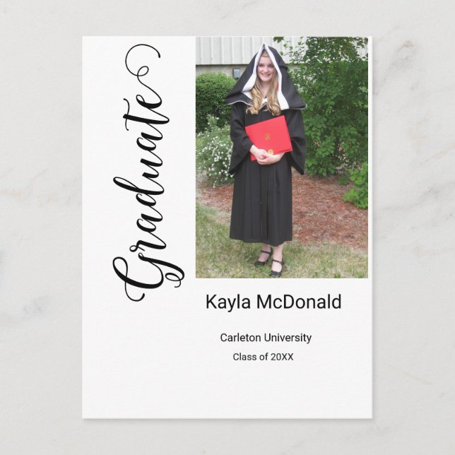Modern Photo Graduation Invitation BBQ Postcard (Front)