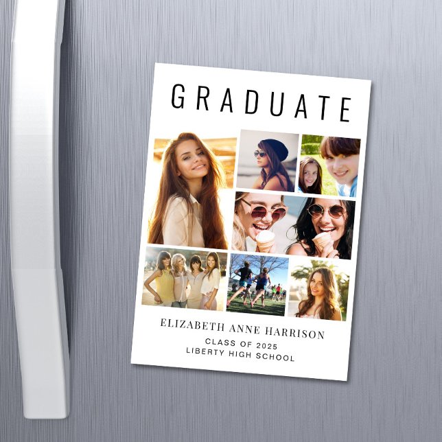 Modern Photo Graduation Magnetic Announcement (Our user-friendly template makes it a breeze to upload your photos and personalize your magnet)