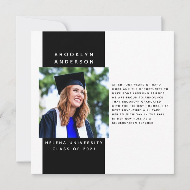 Modern Photo Graduation Message Announcement (Front)