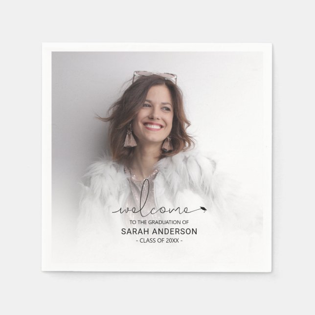 Modern Photo Graduation Napkin (Front)