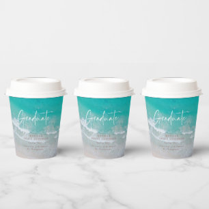 Modern photo graduation ocean beach script modern  paper cups
