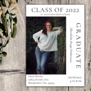 Modern Photo Graduation Open House   White Invitation