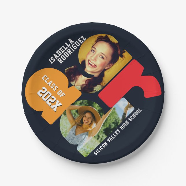 Modern Photo Graduation Paper Plate (Front)