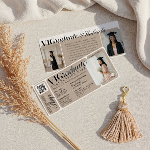 Modern Photo Graduation Party Event Ticket QR Code Invitation