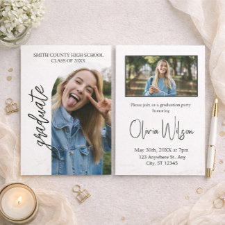 Modern Photo Graduation Party Invitation