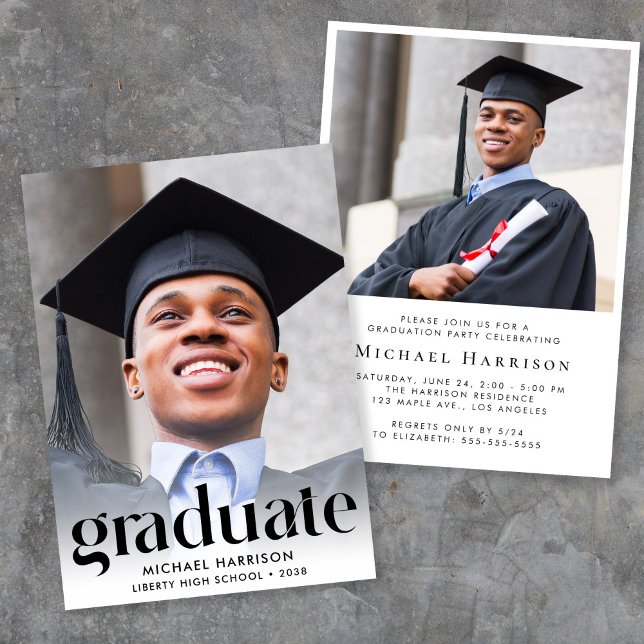 Modern Photo Graduation Party Invitation (A personalized photo graduation party invitation to celebrate the graduate's achievements)