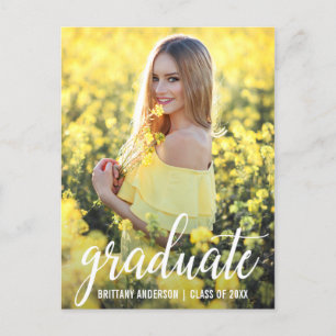 Modern Photo Graduation Party Invitation W Postcard