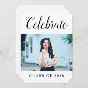 Modern Photo Graduation Party Invite White