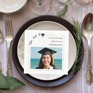 Modern photo Graduation Party luncheon Napkin